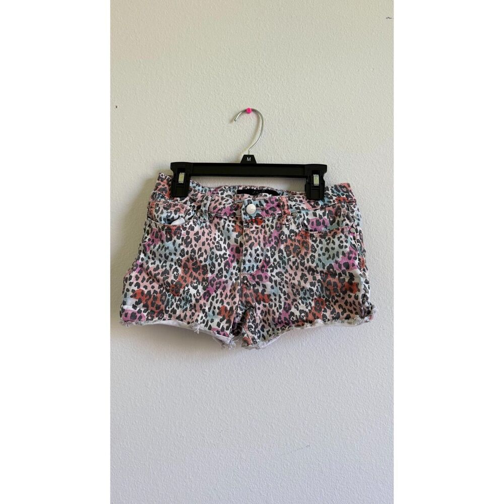 Joe’s Jeans Girls Size 16 Leopard Print Denim Cutoff Shorts Multicolor Raw Hem